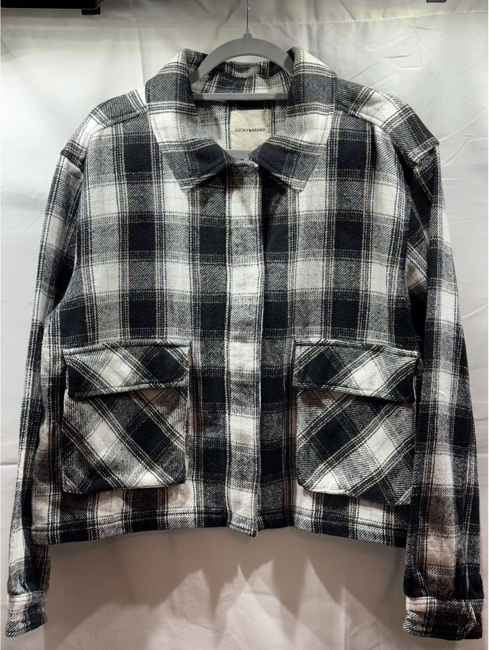 Lucky Brand Black & White Plaid Shacket — XL